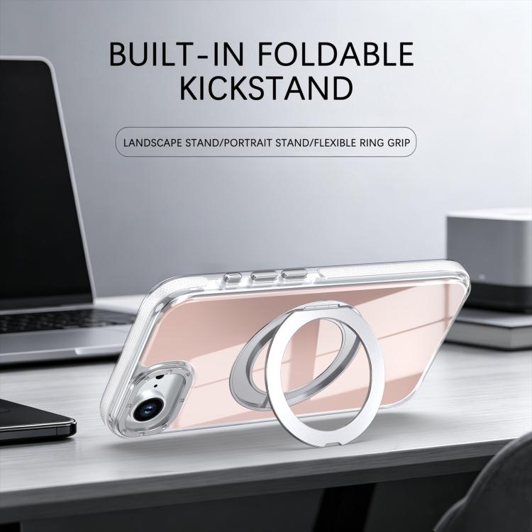 For iPhone 17e / 16e Dual Color Gradient Discolor 360 Degree Rotation Holder Magnetic Phone Case