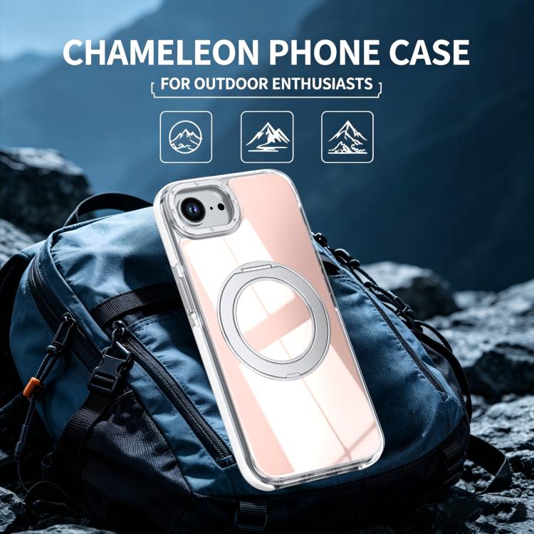 For iPhone 17e / 16e Dual Color Gradient Discolor 360 Degree Rotation Holder Magnetic Phone Case