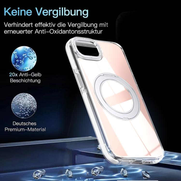 For iPhone 17e / 16e Dual Color Gradient Discolor 360 Degree Rotation Holder Magnetic Phone Case