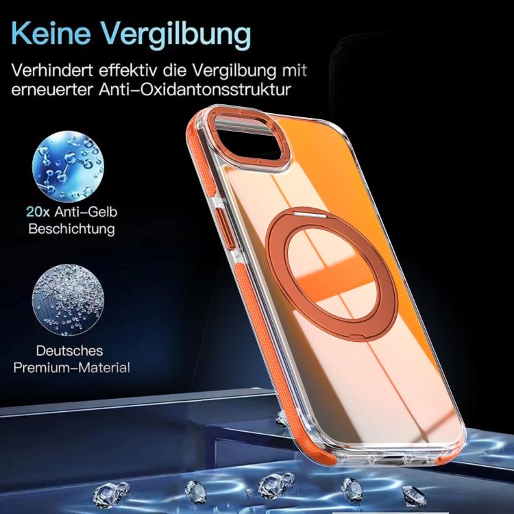 For iPhone 17e / 16e Dual Color Gradient Discolor 360 Degree Rotation Holder Magnetic Phone Case