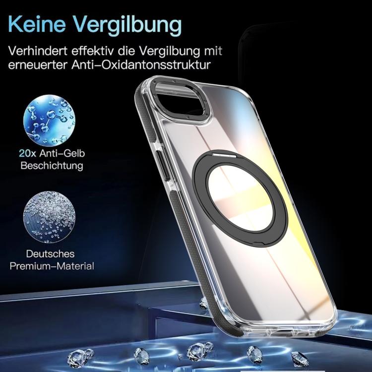 For iPhone 17e / 16e Dual Color Gradient Discolor 360 Degree Rotation Holder Magnetic Phone Case