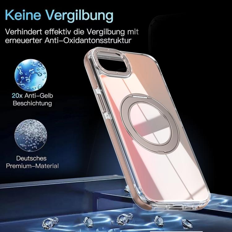 For iPhone 17e / 16e Dual Color Gradient Discolor 360 Degree Rotation Holder Magnetic Phone Case