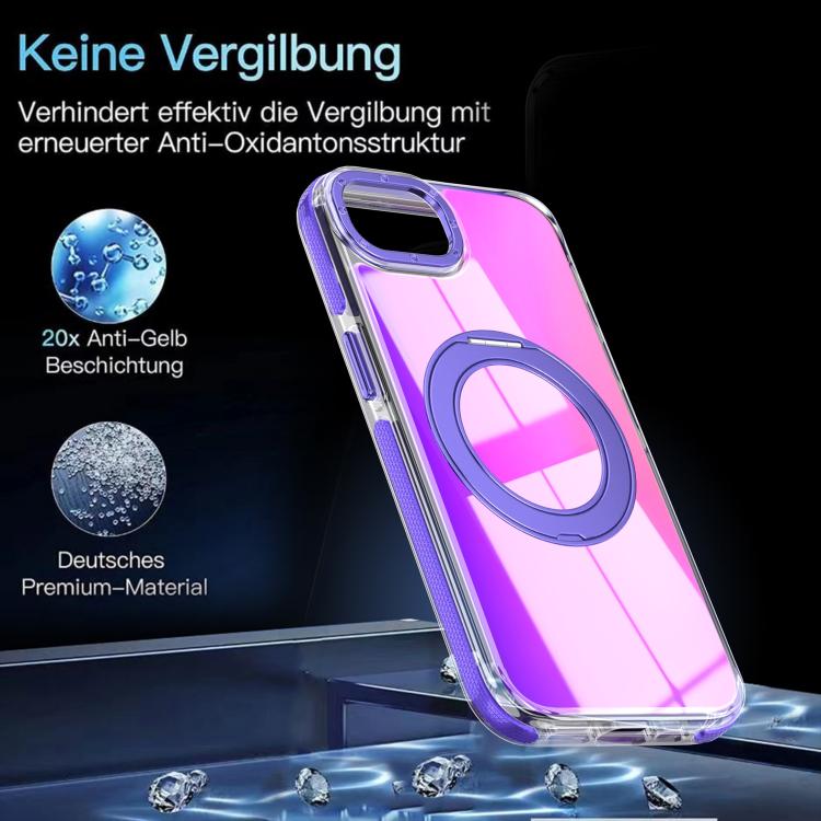 For iPhone 17e / 16e Dual Color Gradient Discolor 360 Degree Rotation Holder Magnetic Phone Case