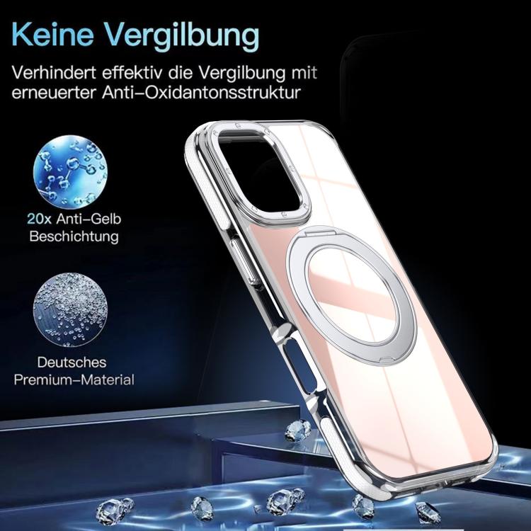 For iPhone 17 Dual Color Gradient Discolor 360 Degree Rotation Holder Magnetic Phone Case