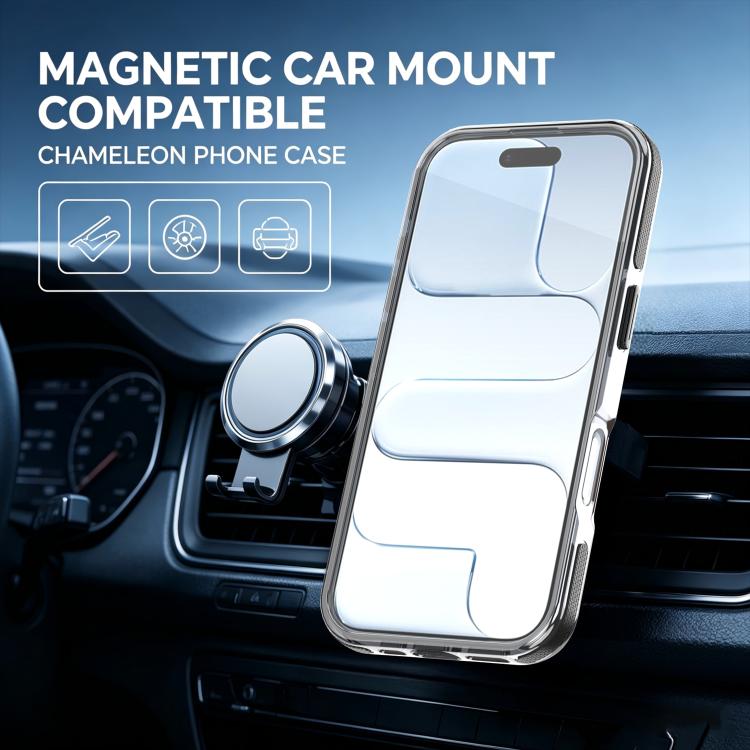 For iPhone 17 Dual Color Gradient Discolor 360 Degree Rotation Holder Magnetic Phone Case