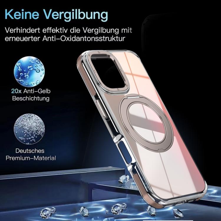 For iPhone 17 Dual Color Gradient Discolor 360 Degree Rotation Holder Magnetic Phone Case