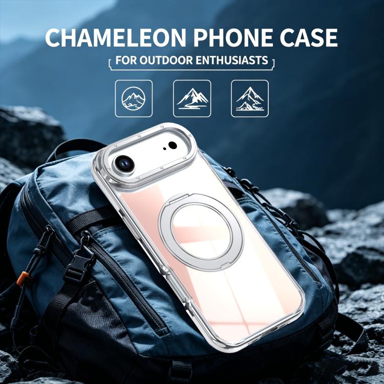 For iPhone Air Dual Color Gradient Discolor 360 Degree Rotation Holder Magnetic Phone Case