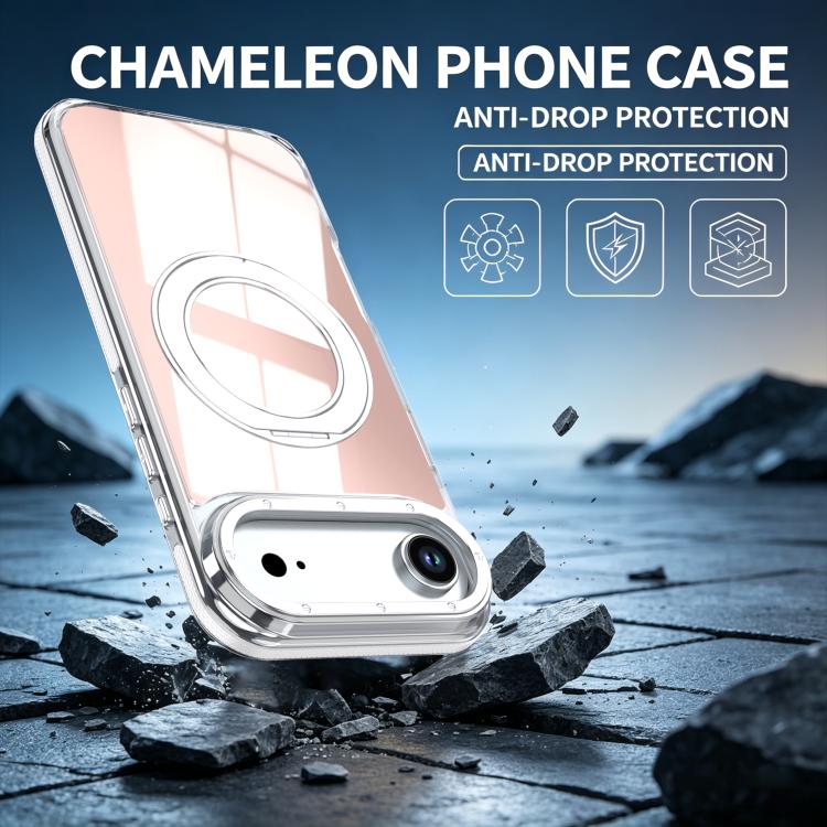 For iPhone Air Dual Color Gradient Discolor 360 Degree Rotation Holder Magnetic Phone Case