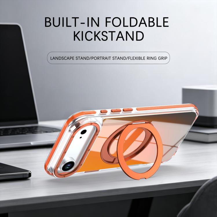 For iPhone Air Dual Color Gradient Discolor 360 Degree Rotation Holder Magnetic Phone Case