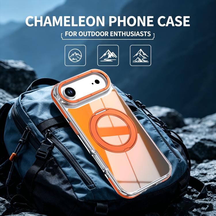 For iPhone Air Dual Color Gradient Discolor 360 Degree Rotation Holder Magnetic Phone Case