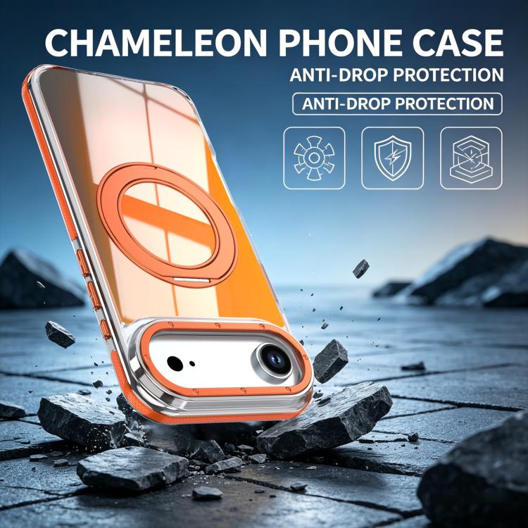 For iPhone Air Dual Color Gradient Discolor 360 Degree Rotation Holder Magnetic Phone Case