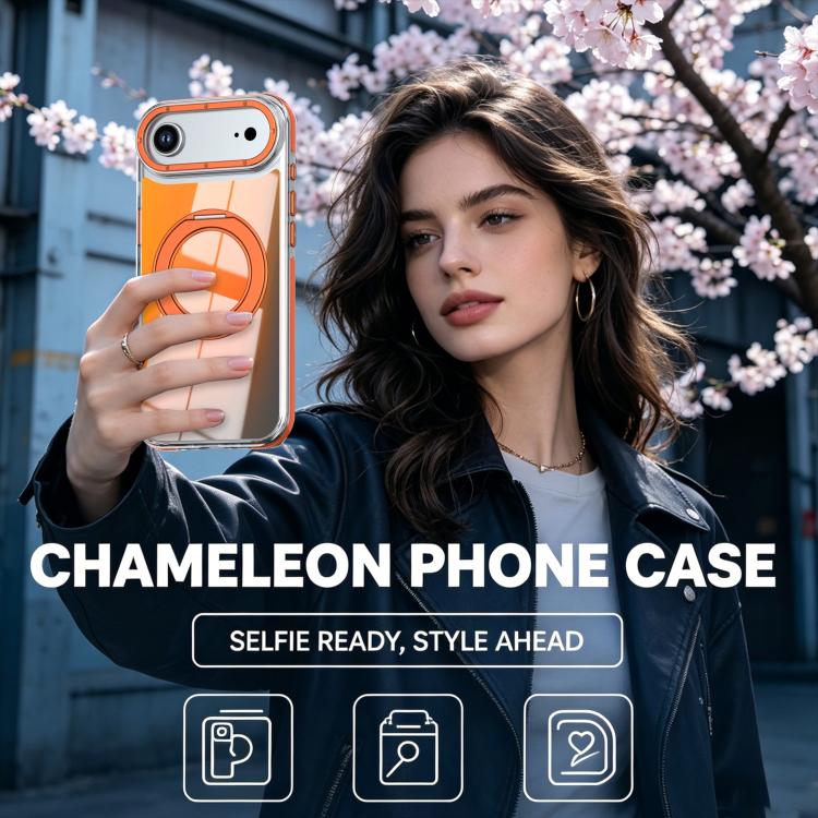 For iPhone Air Dual Color Gradient Discolor 360 Degree Rotation Holder Magnetic Phone Case
