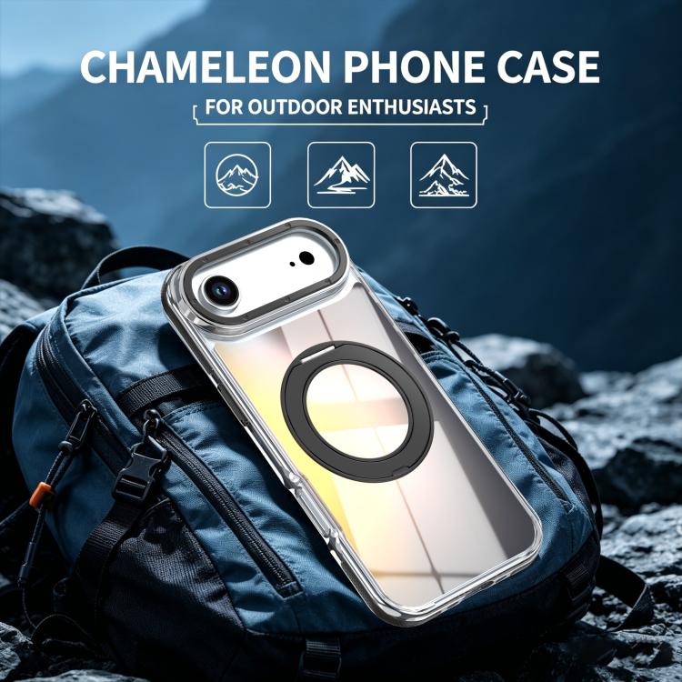 For iPhone Air Dual Color Gradient Discolor 360 Degree Rotation Holder Magnetic Phone Case