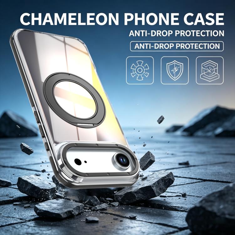 For iPhone Air Dual Color Gradient Discolor 360 Degree Rotation Holder Magnetic Phone Case