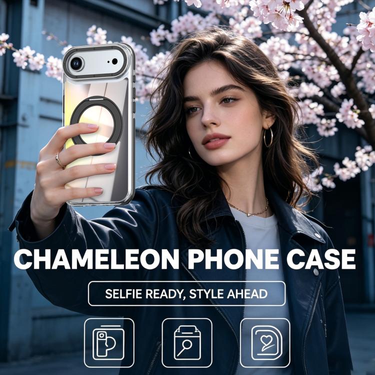 For iPhone Air Dual Color Gradient Discolor 360 Degree Rotation Holder Magnetic Phone Case