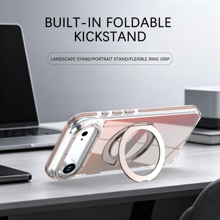 For iPhone Air Dual Color Gradient Discolor 360 Degree Rotation Holder Magnetic Phone Case