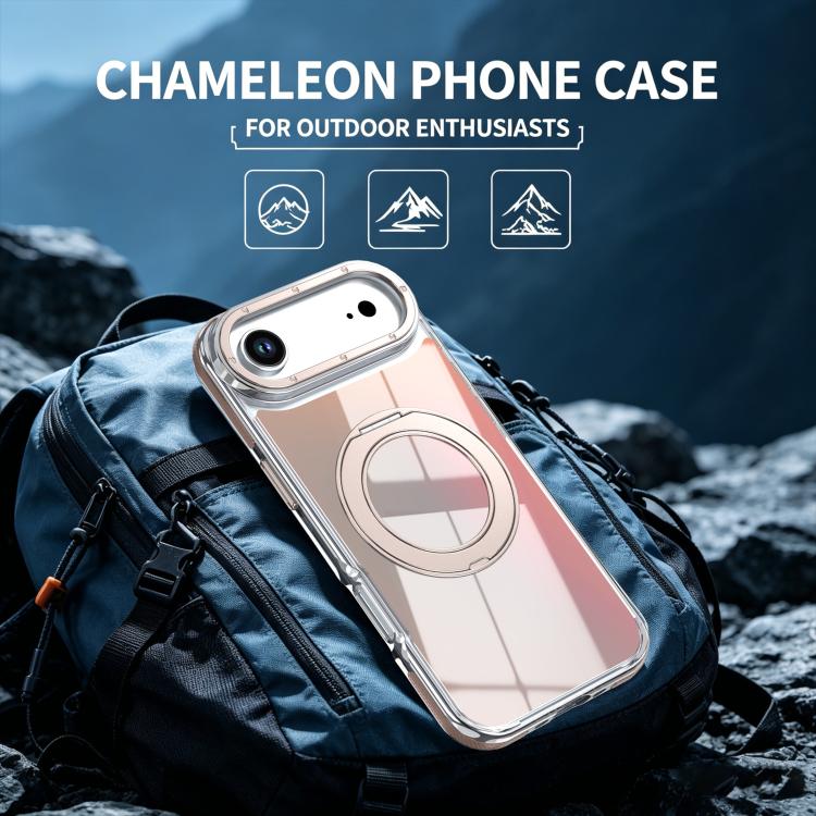 For iPhone Air Dual Color Gradient Discolor 360 Degree Rotation Holder Magnetic Phone Case