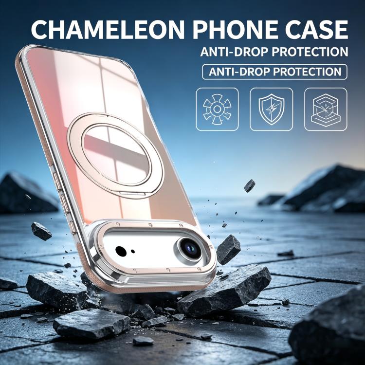 For iPhone Air Dual Color Gradient Discolor 360 Degree Rotation Holder Magnetic Phone Case