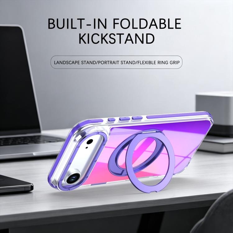 For iPhone Air Dual Color Gradient Discolor 360 Degree Rotation Holder Magnetic Phone Case