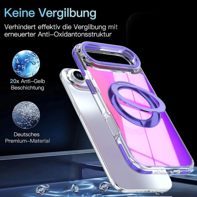 For iPhone Air Dual Color Gradient Discolor 360 Degree Rotation Holder Magnetic Phone Case