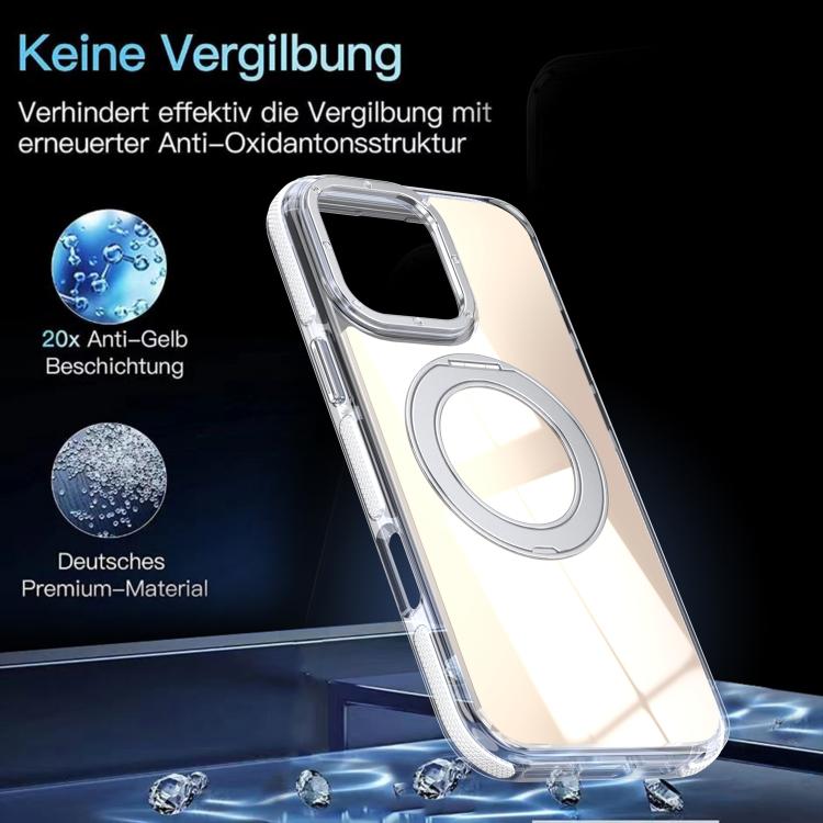 For iPhone 16 Pro Max Dual Color Gradient Discolor 360 Degree Rotation Holder Magnetic Phone Case