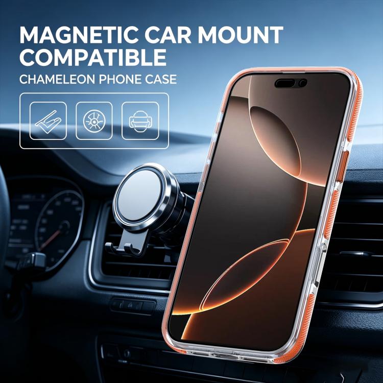 For iPhone 16 Pro Max Dual Color Gradient Discolor 360 Degree Rotation Holder Magnetic Phone Case