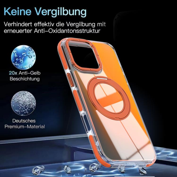 For iPhone 16 Pro Max Dual Color Gradient Discolor 360 Degree Rotation Holder Magnetic Phone Case