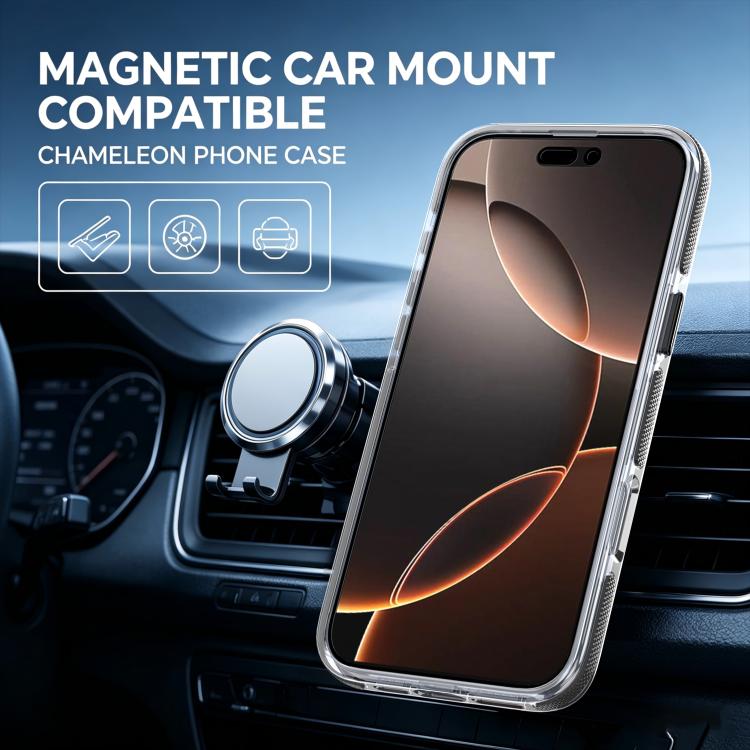 For iPhone 16 Pro Max Dual Color Gradient Discolor 360 Degree Rotation Holder Magnetic Phone Case