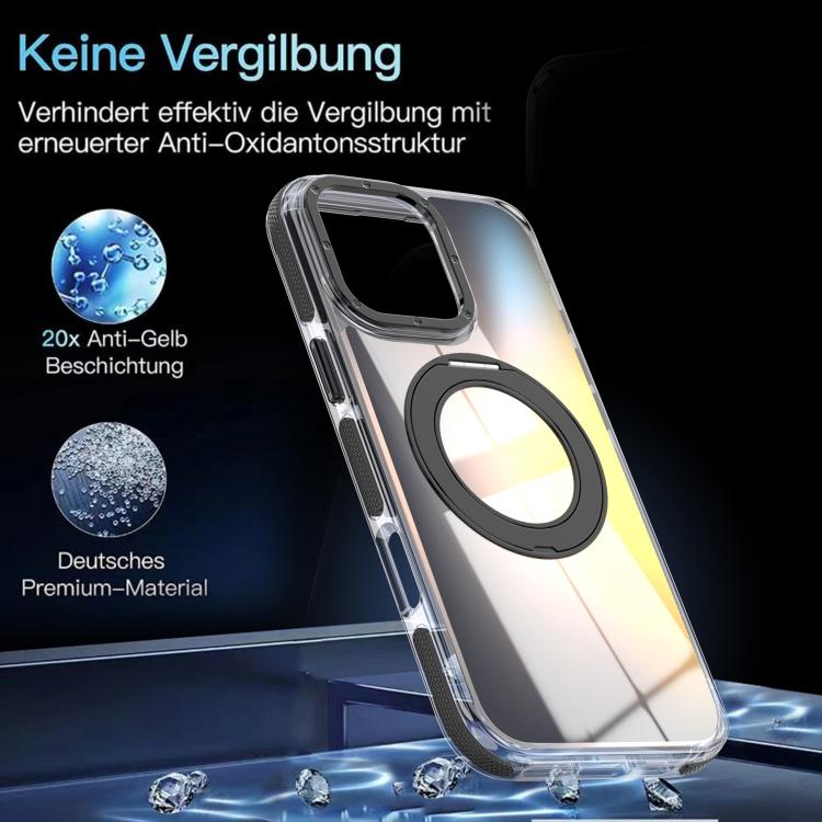 For iPhone 16 Pro Max Dual Color Gradient Discolor 360 Degree Rotation Holder Magnetic Phone Case