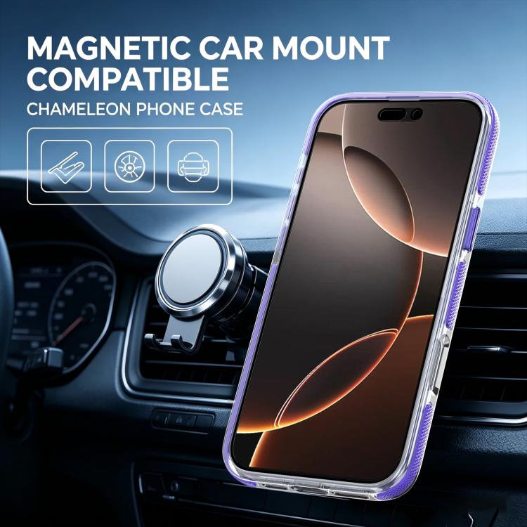 For iPhone 16 Pro Max Dual Color Gradient Discolor 360 Degree Rotation Holder Magnetic Phone Case