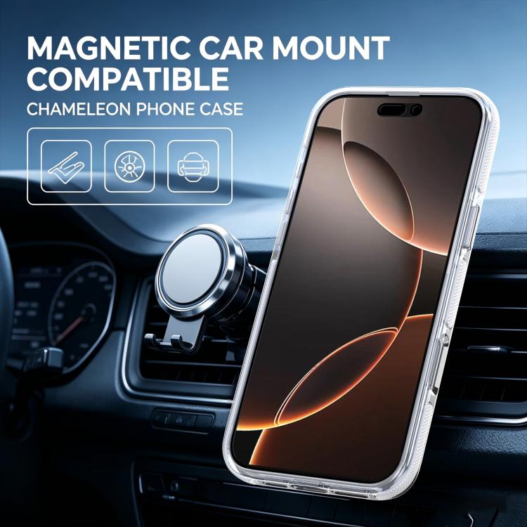 For iPhone 16 Pro Dual Color Gradient Discolor 360 Degree Rotation Holder Magnetic Phone Case