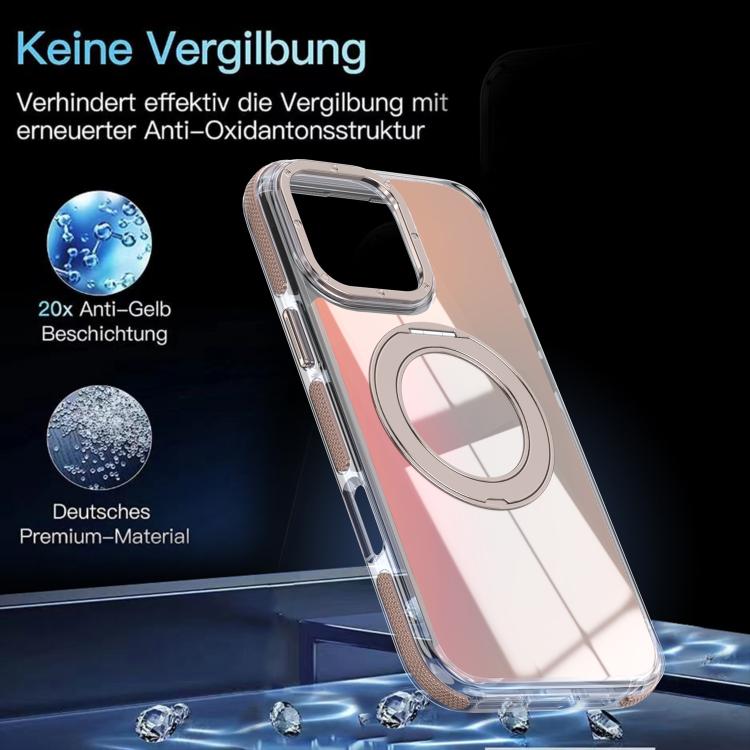 For iPhone 16 Pro Dual Color Gradient Discolor 360 Degree Rotation Holder Magnetic Phone Case