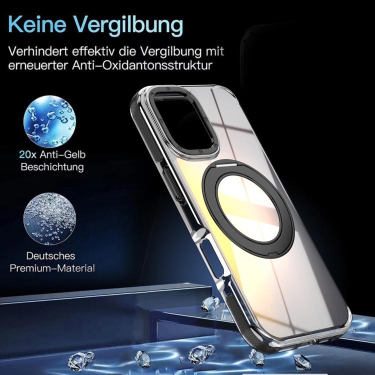 For iPhone 16 Plus Dual Color Gradient Discolor 360 Degree Rotation Holder Magnetic Phone Case