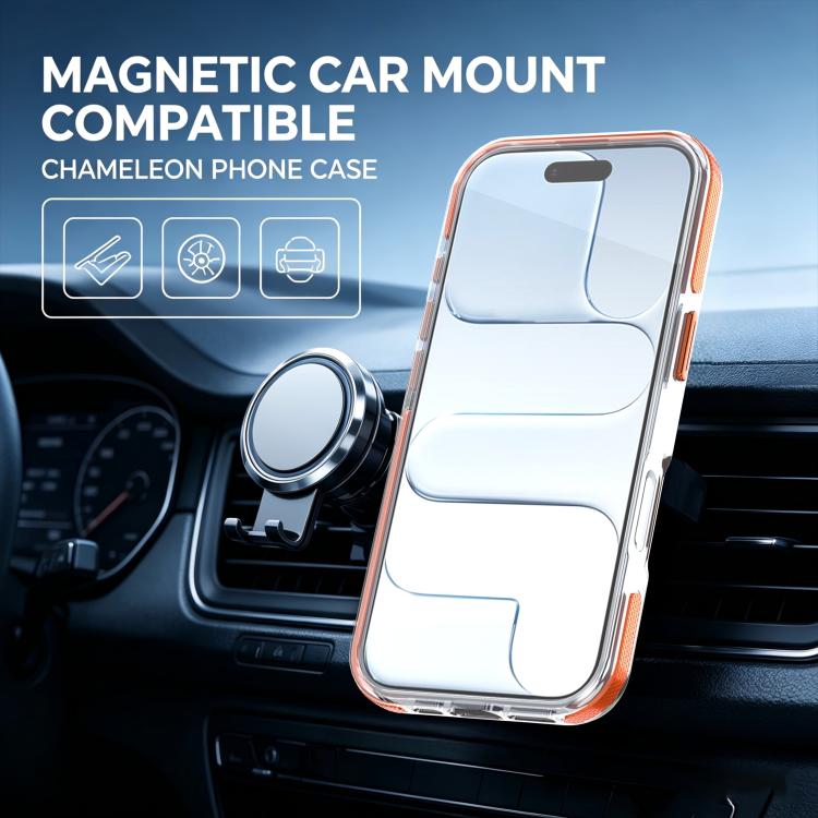 For iPhone 16 Dual Color Gradient Discolor 360 Degree Rotation Holder Magnetic Phone Case