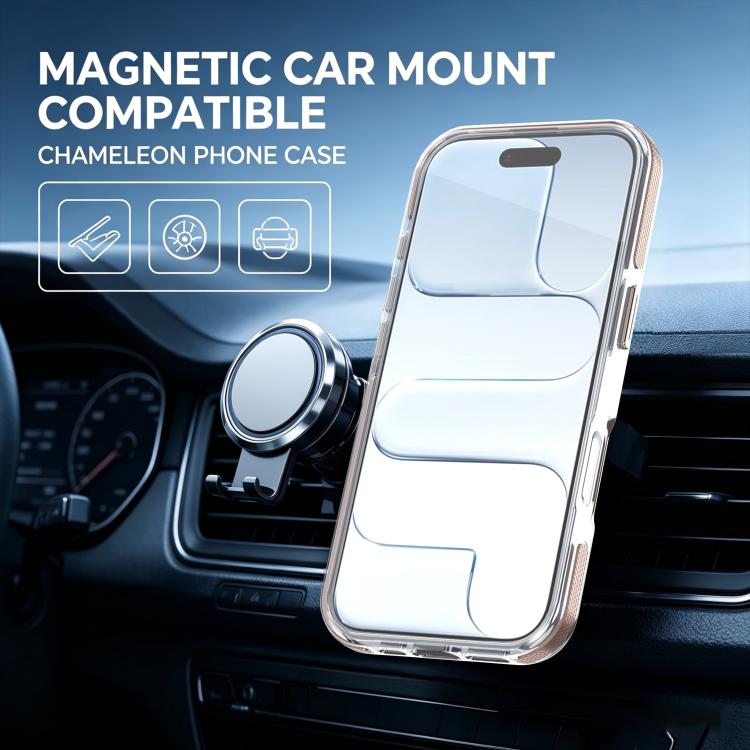 For iPhone 16 Dual Color Gradient Discolor 360 Degree Rotation Holder Magnetic Phone Case