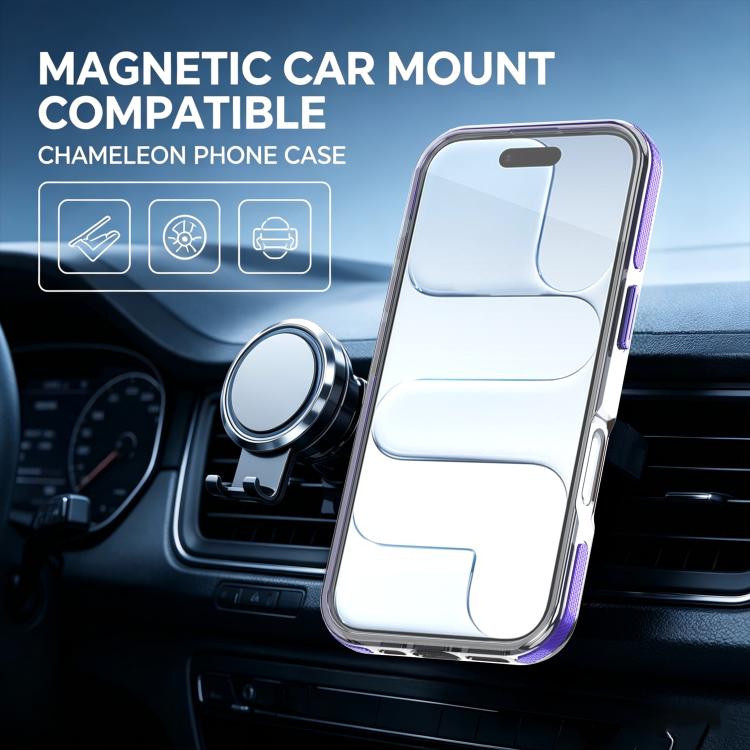 For iPhone 16 Dual Color Gradient Discolor 360 Degree Rotation Holder Magnetic Phone Case