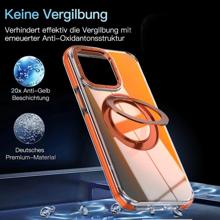 For iPhone 15 Pro Dual Color Gradient Discolor 360 Degree Rotation Holder Magnetic Phone Case