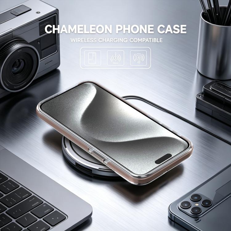 For iPhone 15 Pro Dual Color Gradient Discolor 360 Degree Rotation Holder Magnetic Phone Case