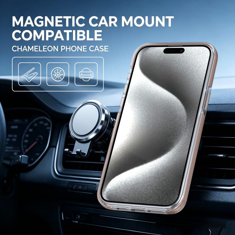 For iPhone 15 Pro Dual Color Gradient Discolor 360 Degree Rotation Holder Magnetic Phone Case