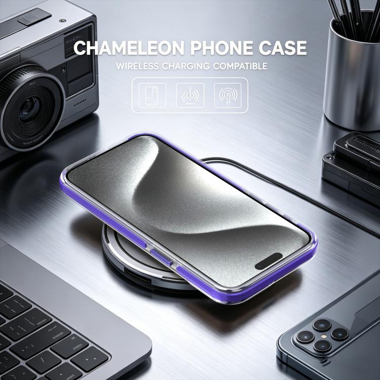 For iPhone 15 Pro Dual Color Gradient Discolor 360 Degree Rotation Holder Magnetic Phone Case