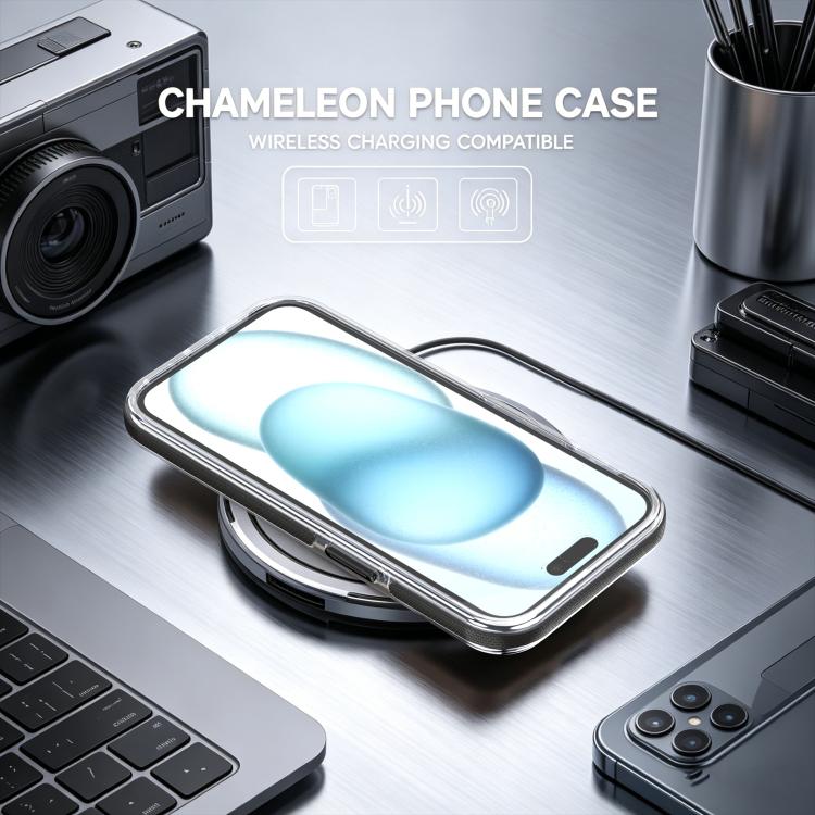 For iPhone 15 Plus Dual Color Gradient Discolor 360 Degree Rotation Holder Magnetic Phone Case