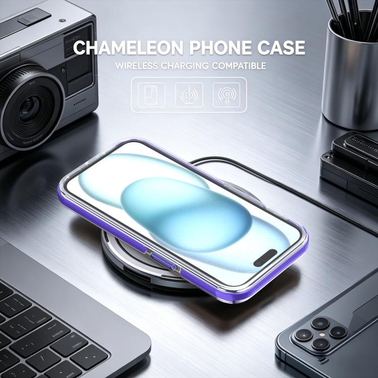 For iPhone 15 Plus Dual Color Gradient Discolor 360 Degree Rotation Holder Magnetic Phone Case