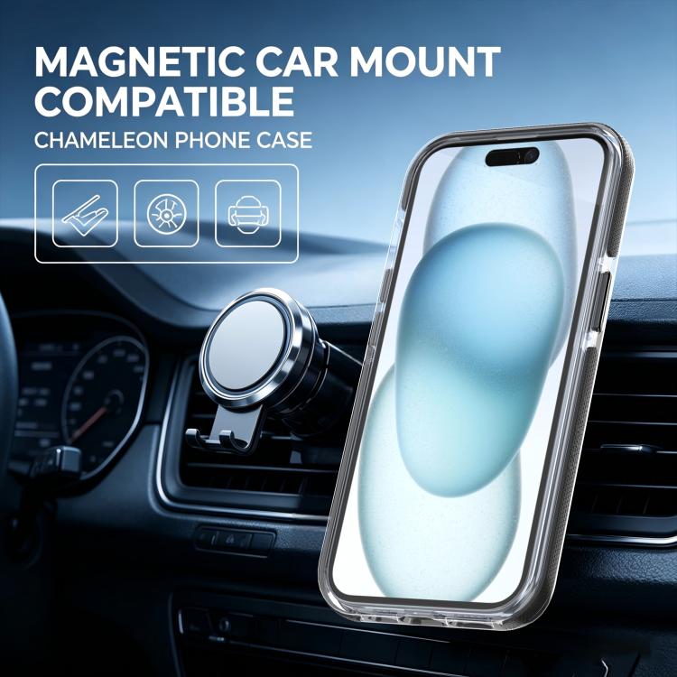 For iPhone 15 Dual Color Gradient Discolor 360 Degree Rotation Holder Magnetic Phone Case