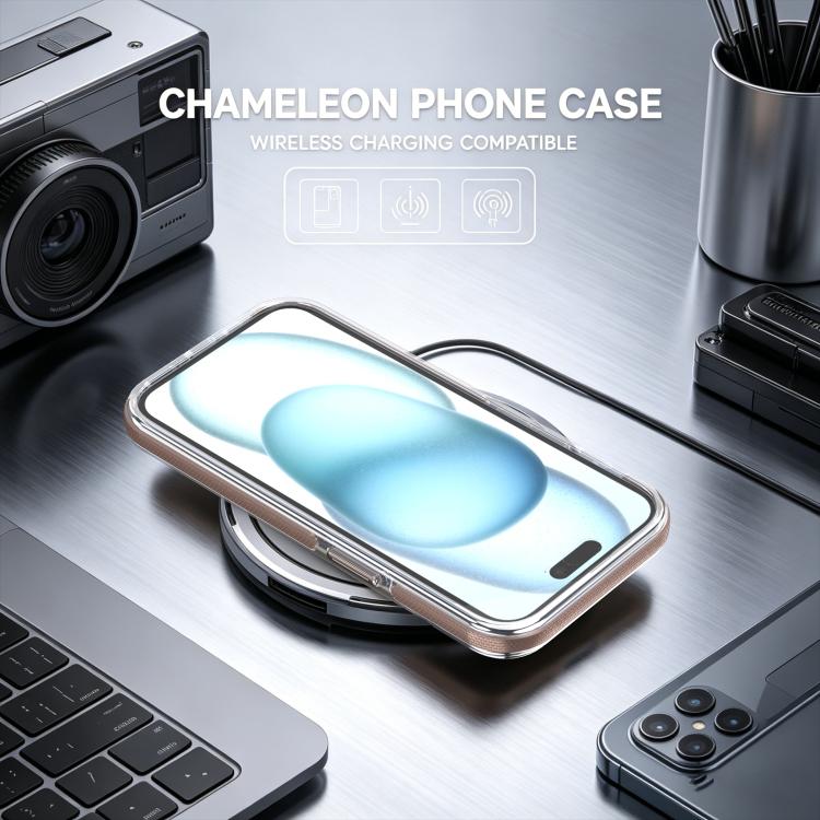 For iPhone 15 Dual Color Gradient Discolor 360 Degree Rotation Holder Magnetic Phone Case