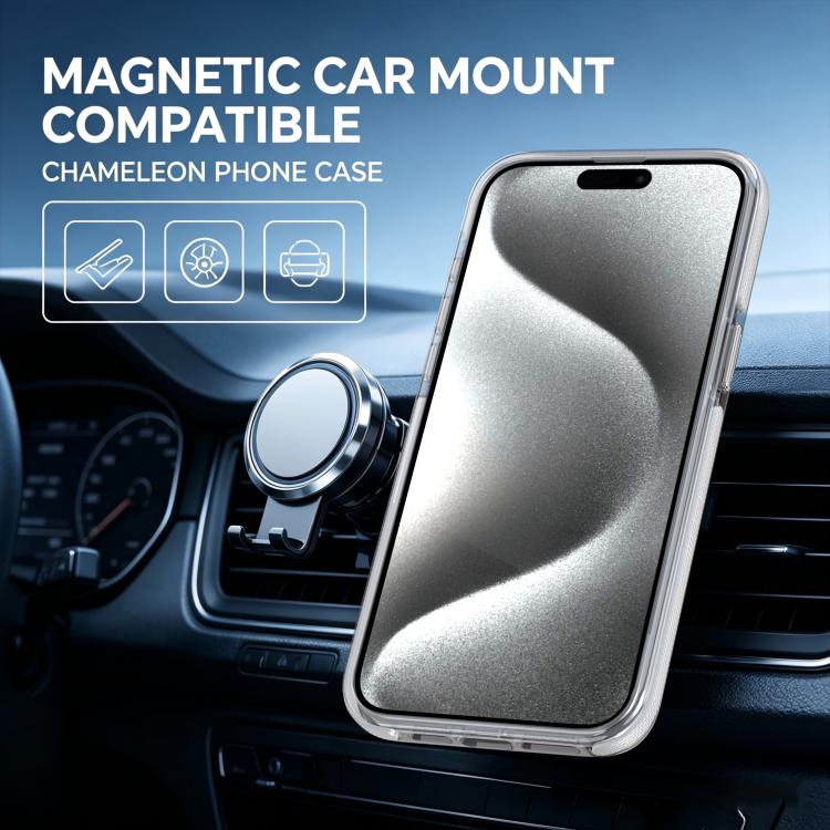 For iPhone 14 Pro Max Dual Color Gradient Discolor 360 Degree Rotation Holder Magnetic Phone Case