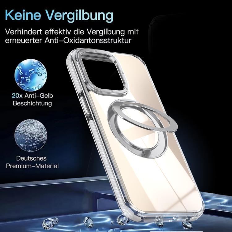 For iPhone 14 Pro Dual Color Gradient Discolor 360 Degree Rotation Holder Magnetic Phone Case