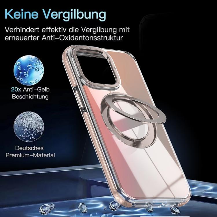 For iPhone 14 Pro Dual Color Gradient Discolor 360 Degree Rotation Holder Magnetic Phone Case