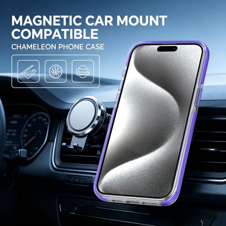 For iPhone 14 Pro Dual Color Gradient Discolor 360 Degree Rotation Holder Magnetic Phone Case