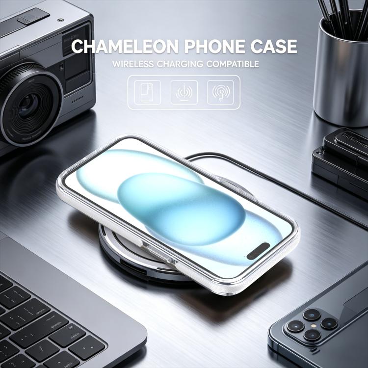 For iPhone 14 Plus Dual Color Gradient Discolor 360 Degree Rotation Holder Magnetic Phone Case