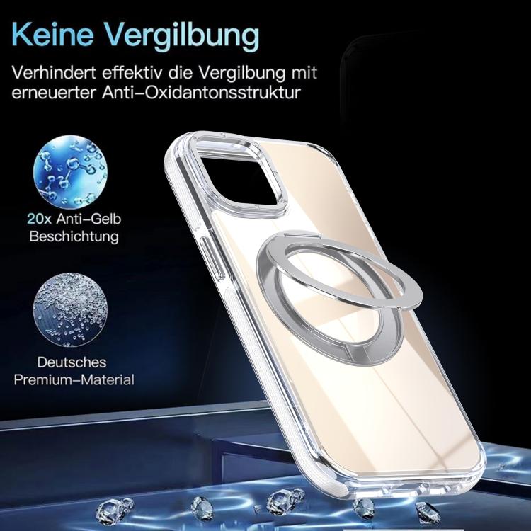 For iPhone 14 Plus Dual Color Gradient Discolor 360 Degree Rotation Holder Magnetic Phone Case